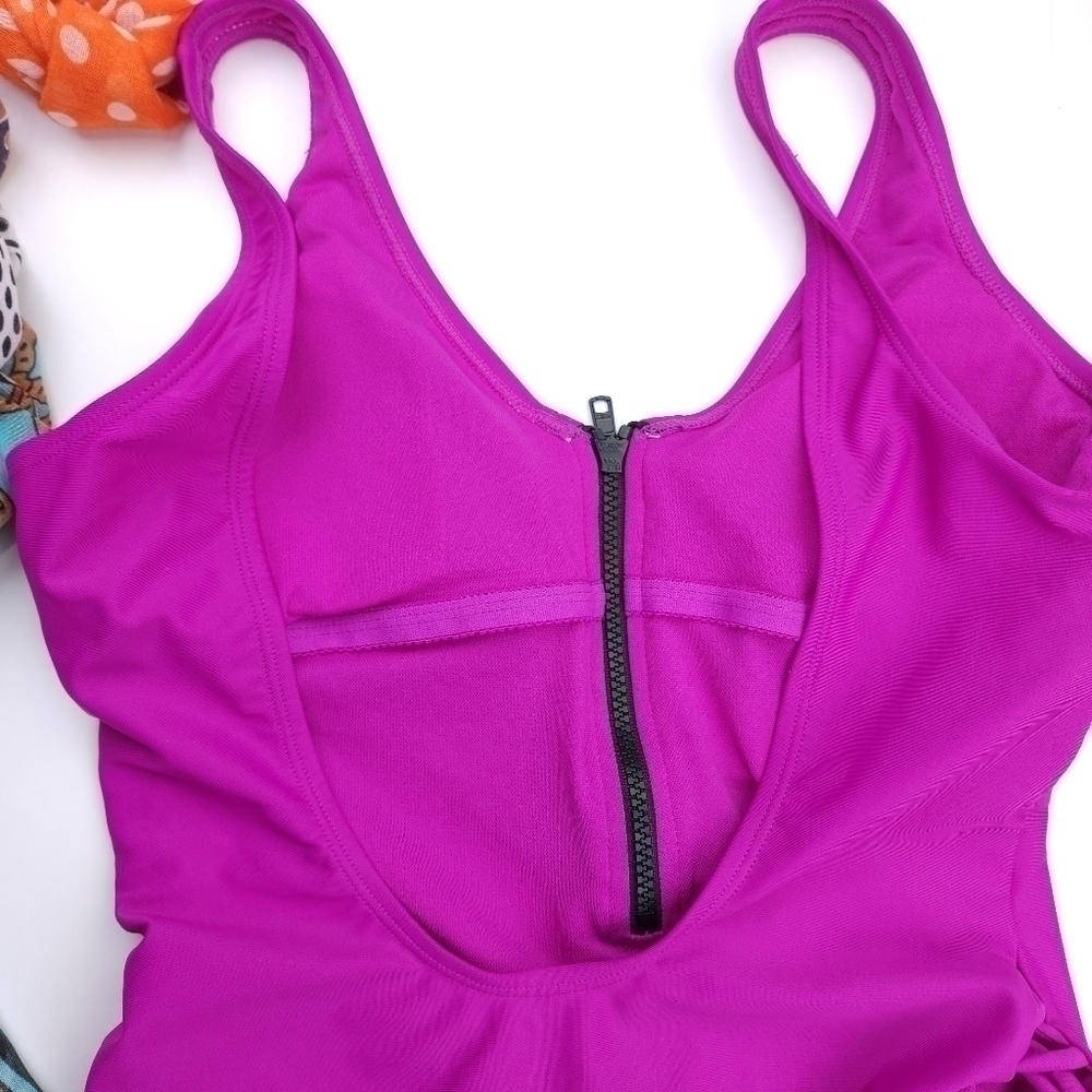 New Xhilaration Purple Pink One Piece Swimsuit Sz M - Picture 2 of 10